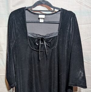 Elegant Black Velvet Shirt Or Babydoll Dress